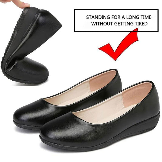 Women's Flat Shoes Leather Shoes Work Shoes Work Professional Flight Attendant Flat Shoes Comfortable Nurse Shoes Soft Bottom Mother Shoes