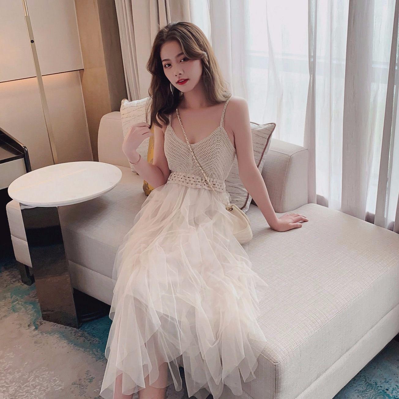 Sexy Mesh Dress Fashion Slim Cake Skirt Plus Size Wild Woman Clothing Skirt Suspender Skirt Women