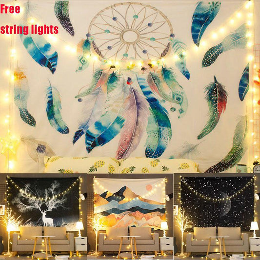 Tapestry Wall Hanging Black White Mandala Indian Dream Catcher Decor