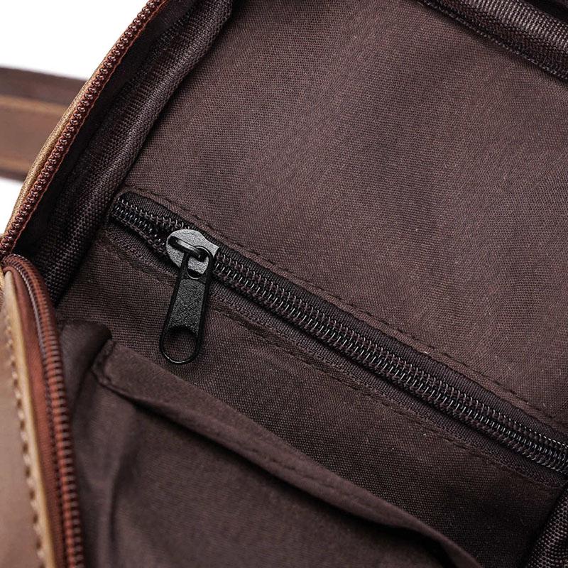 Chest Bag Men Coffee Large Capacity Multi-pocket Soft Leather Shoulder Bag Outdoor Sports Pockets