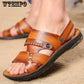 Summer Sandals Men Leather Classic open-toed Slipper Outdoor Beach Rubber Summer Shoes
