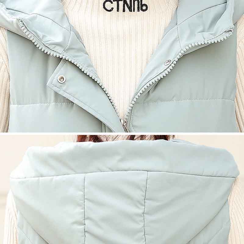 Winter Vest Women's Autumn and Winter Down Cotton Mid-length Hooded Warm Jacket