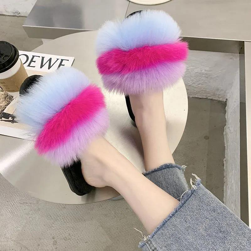 Women's Autumn and Winter Wool Slippers Female Versatile Anti-skid Flat Bottom Lovely Slippers Casual Household Slippers
