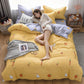 Thick Warm Pure Cotton Brushed Four-piece 100% Long-staple Cotton Student Dormitory Simple Bedding