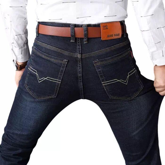 Men's Elastic Jeans Straight Loose Large Size Thickened Elastic Men's Pants Daily Casual Trousers