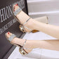 Women's Summer All-match Thick Heel Flat Rhinestone Sandals Dual-use Slippers Non-slip Wear-resistant Sandals Simple Casual Beach Shoes