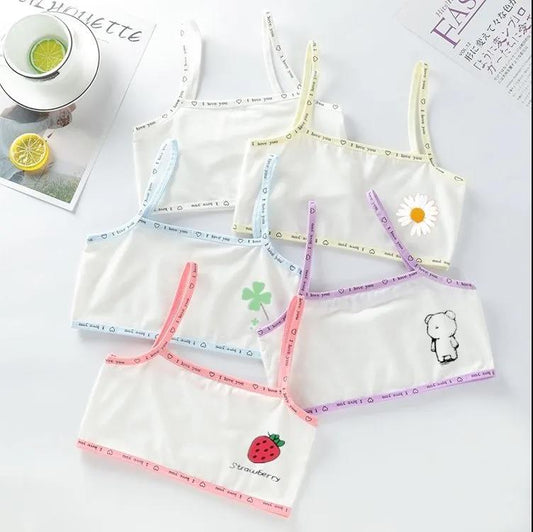 4pc/lot Girls Teenage Underwear Children Cotton Training Bra Kids Teens Puberty Crop Top7-15 Years