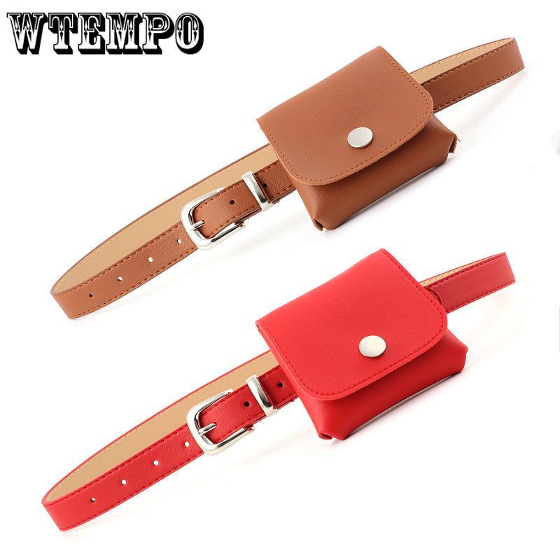 Belt Women Grainy Faux Leather Waist Belt Buckle Waistband with A Small Bag Adjustable