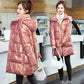 Down Cotton Jacket Winter Thicken Warm Loose Fashion Color Glossy Disposable Stand Collar Mid-length Cotton Jacket Women