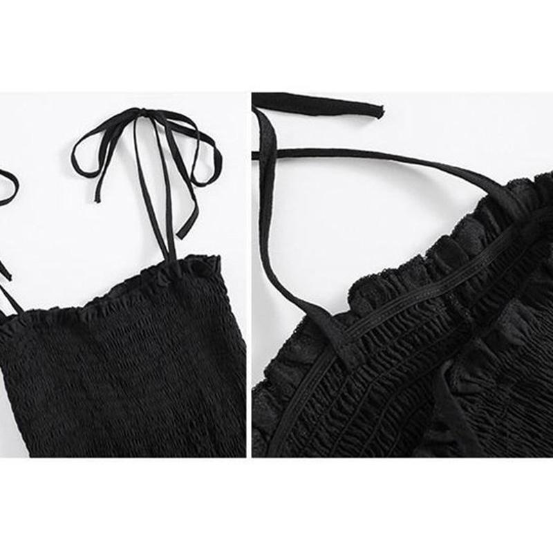 Summer Slim Sling One-shoulder Dress Women's Long Skirt Big Pendulum Little Black Dress Beach Holiday Dress Sexy Cute Dress