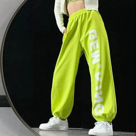 Casual Pants Children Trend Hip Hop Jazz Dance Square Dance Street Dance Pussy Casual Sports Trousers Letter Printing
