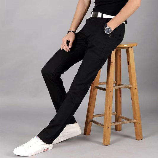 Spring and Autumn Cotton Solid Color Pants for Men Loose Straight Sweatpants All-match Men's Business Sports Casual Trousers