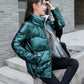 Fashion Women Winter Jackets Stand Collar Thicken Warm Down Coats Silver Bling Parkas 2021 New Lady Warm Jackets and Coat