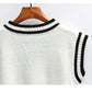 British Style College Style Sweater Vest Women Loose Wild Striped V-neck Sweater Vest Women's Jacket Thin Sleeveless Sweater