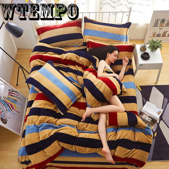 Winter Fleece Bedding Set Duvet Cover Flannel Sheet 4pcs Bed Linen Home King/queen Size Bedclothes