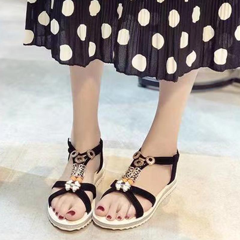 Sandals Female Summer Bohemian Flat Students Korean Version of All-match Casual Roman Beach Shoes Women
