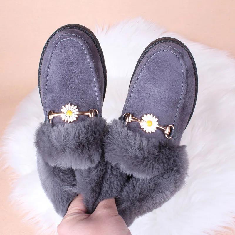 Ladies Plus Velvet Padded Warm and Comfortable Cotton Shoes Cold-proof Flat Ankle Boots