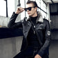 Winter Men's Leather Locomotive Lapel Korean Version of Self-cultivation Plus Velvet Warm Fur One Youth PU Coat Leather Jacket