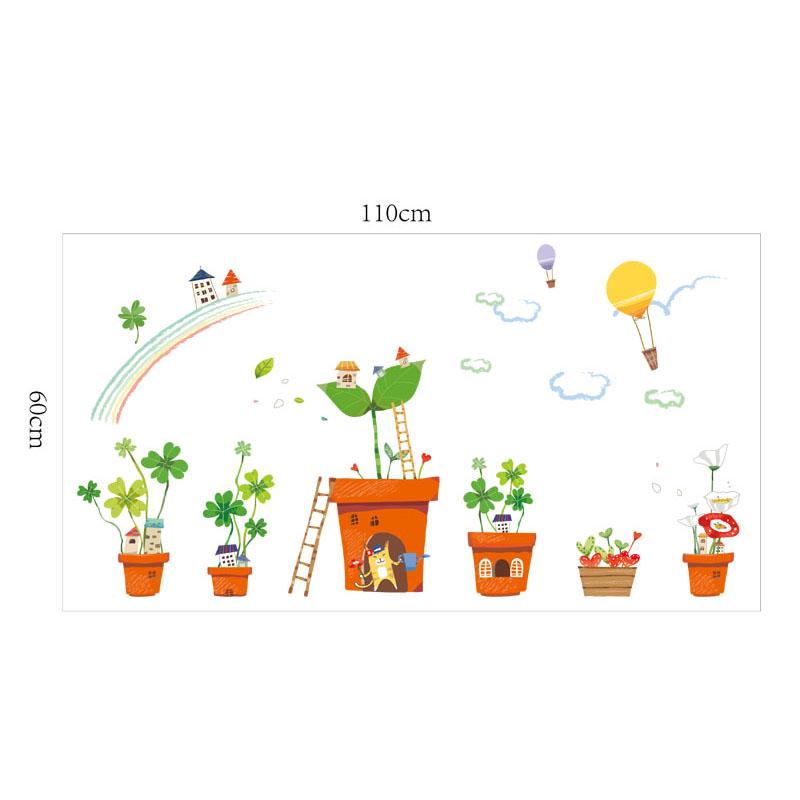 [Wall sticker ]Hot Air Balloon Cat Rainbow Clouds Diy Wall Stickers For Kids Rooms Kitchen Home Deco