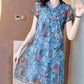Summer Loose Mid-length Knitted Net Yarn Large Size Slimming Printed Fashion Dress Women