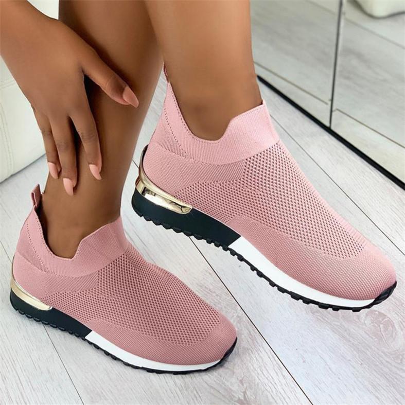 Fashion Summer Flying Knit Socks Shoes Stretch Cloth Plus Size Women's Breathable Shoes