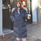 Women's Mid-length Cotton-padded Jacket Winter Fluffy Fur Collar Hooded Loose Down Cotton-padded Jacket Over-the-knee Padded Warm Jacket