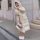 Shiny Down Cotton Jacket Fashion Color Hooded Jacket Winter Thicken Warm Long Over-the-knee Cotton Jacket Suitable for Women