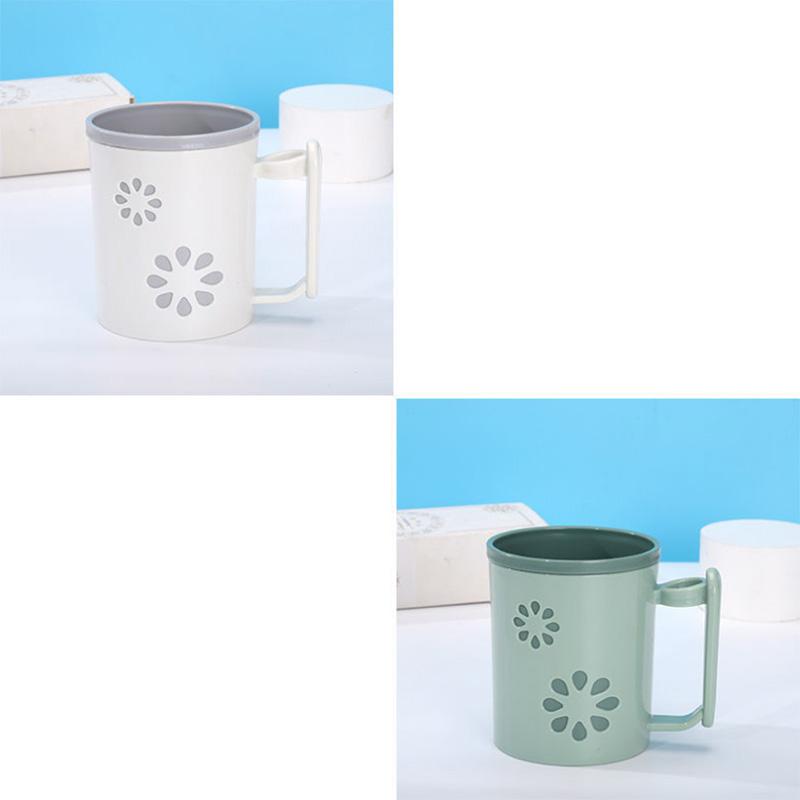 Creative Plastic Double-layer Toothbrush Cup Household Two-color Couple Mouthwash Cup Tooth Tank Water Cup with Handle Wash Cup