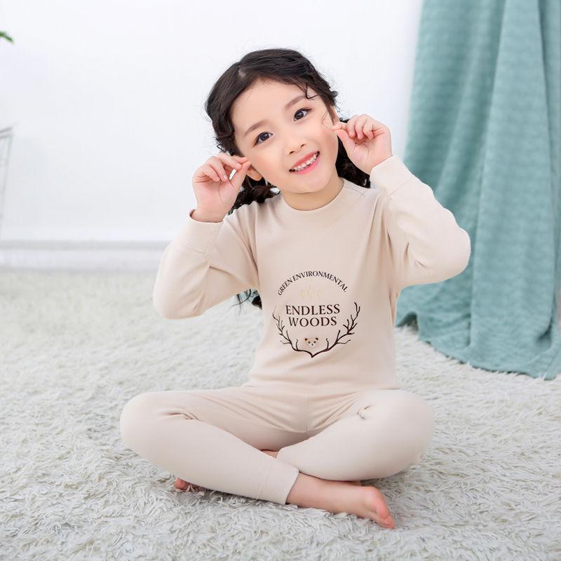 Winter Children's Comfortable Thermal Underwear Suit Baby Pure Cotton Self-heating Autumn Clothes Long Trousers