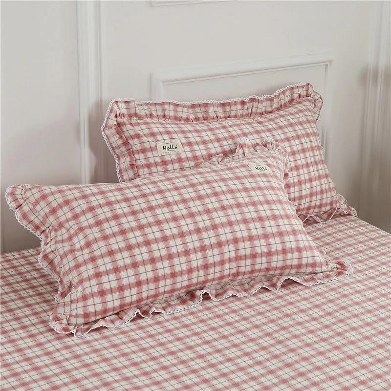 Washed Cotton Cotton Side Pillowcase Solid Color Cotton Pillowcase Pillow Core Cover 48*74cm