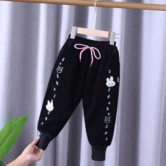 Girls Winter Pants Plus Velvet Thick Cotton Trousers Baby Winter Harem Pants Children's Trousers