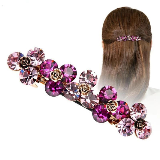 Decorative Hairpin Female Elegant Word Clip Medium Horizontal Clip Temperament Flower Hairpin Ball Hair Clip Shiny Hair Clip