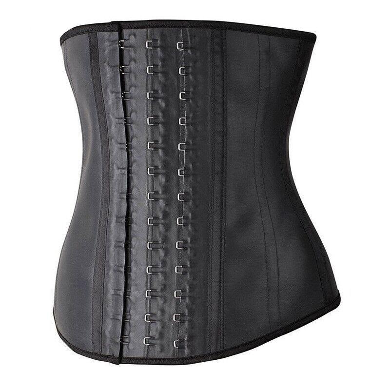 Women Extra Strong Latex Waist Trainer Trimmer Long Torso with 3 Hook Rows and Zip