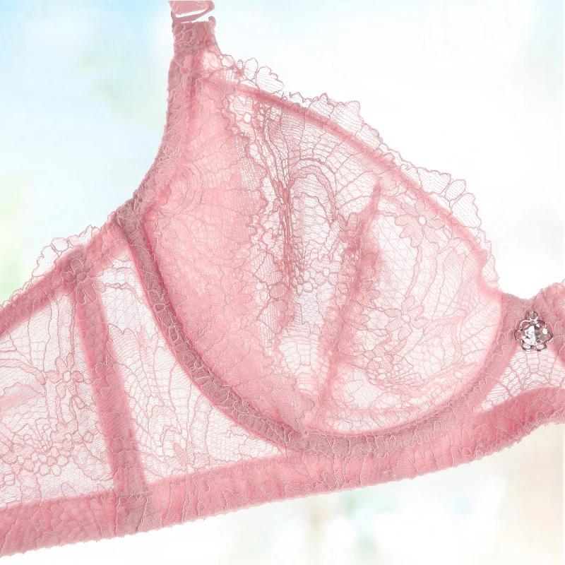 Women's Sexy Lace Underwear Ultra-thin Big Breasts Show Small Female Gathered Anti-sagging Adjustable Straps Beautiful Back Girl's Solid Brassiere