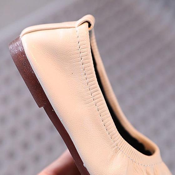 Girls' Leather Shoes Summer Girls' Shallow Mouth Single Shoe Korean Version Egg Roll Shoes Soft Soles Set Feet Spring and Autumn