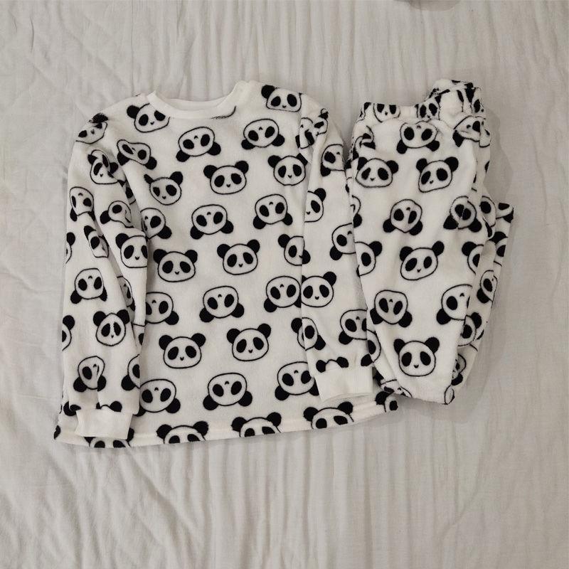 Women's Autumn and Winter Coral Velvet Thick Pajamas Flannel Plus Velvet Outer Wear Home Service Suit