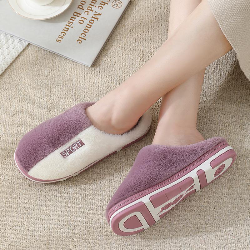 Women Men Slippers Autumn Winter Cute Casual Flat Shoes House Indoor Bedroom Home Cotton Comfortable Sliders Thick Warm Slippers Couples Lovers