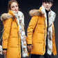 Fashion Big Fur Collar Couple Wear Down Jacket  Mid-length Plus Velvet Thickening Slim Plus Size Winter Jacket