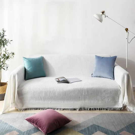 Full Cover Non-Slip Sofa Knitted Blanket Simple Style Cotton Thread Sofa Cover Protective Cover Bedspread Casual Wall Tapestry