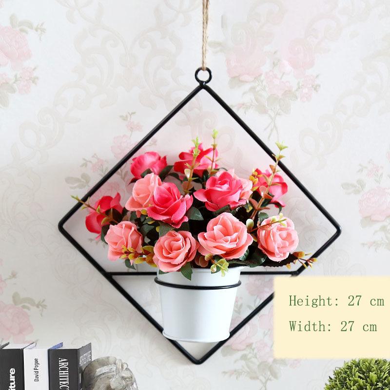 Pendant Simulation Floral Potted Plant Home Hanging Wall Hanging Decoration Artificial Flower Wall Plastic Flower Basket Living Room Wall Decoration