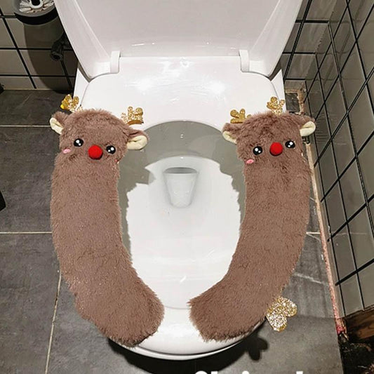 Cute Cartoon Toilet Cushion Household Waterproof Universal Velcro Plush Toilet Cushion Winter Warm Toilet Cushion