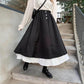 High-waisted Half-length Skirt Women's Thin Black Retro Petal Mid-length A-line Skirt Hepburn Style Women's Skirt