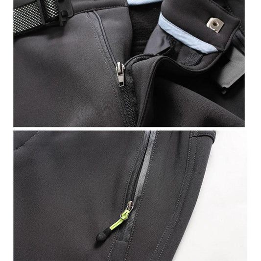 Fall/winter Thickened Assault Pants Men Plus Velvet Thickened Waterproof and Windproof Outdoor Hiking Pants Stretch Fleece Ski Pants