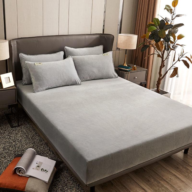 3pcs/set Thick Coral Velvet Mattress Cover Crystal Velvet Bedspread Plus Velvet Flange Winter Warm Bed Cover