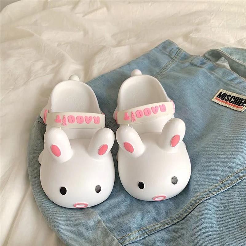 Cute Rabbit Soft Sole Slipper for Women Summer Non-slip Sandals Soft-soled Shoes Soft Bottom Beach Sandals