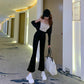 Casual Pants Women's Bottoming Autumn Winter Women's Knitted Trousers Stretch High Waist Flared Pant