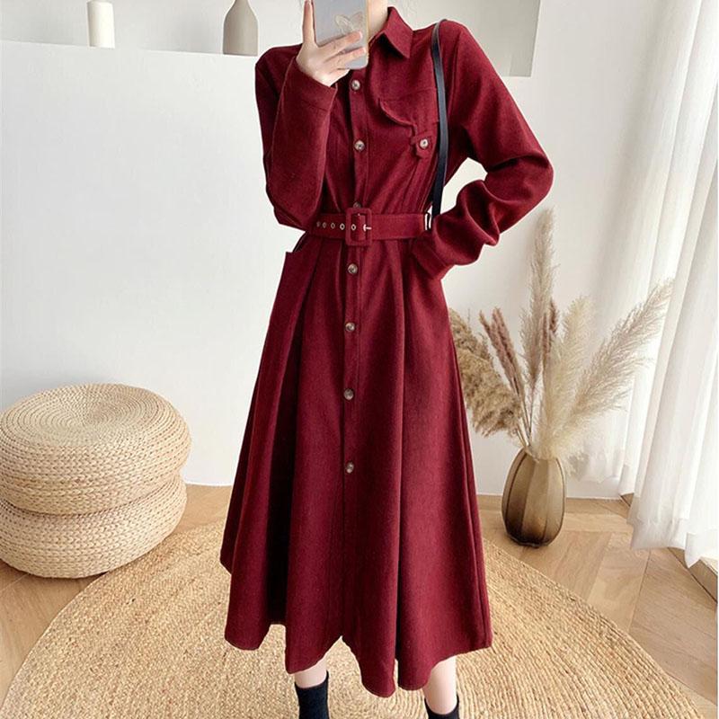 Spring Sweet Retro Bowknot Female Dress Temperament Was Thin Female Student Dress Korean Version of The Wild Mid-length A-line Skirt