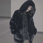 Korean Version of Loose Thick Plush Jacket Women's Hoodie Imitation Rex Rabbit Fur Mid-length Fur Coat Winter