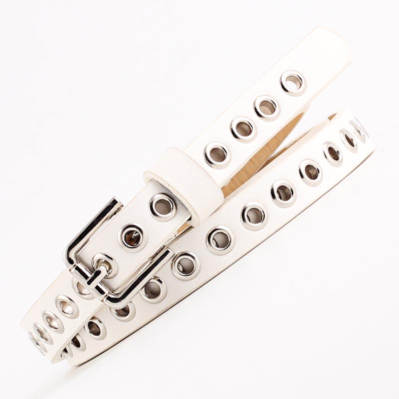 Metal Ring Waist Belt Women Skinny Waist Belt Thin Leather Waistband Strap