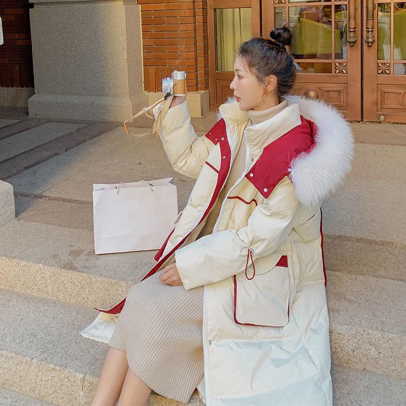Fluffy Big Fur Collar Hooded Stand-up Collar Loose Down Padded Jacket Women's Winter Padded Jacket Thickened Warm Women's Jacket